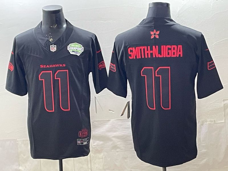 Men 2026 Seattle Seahawks #11 Smith-Hjigba Black 4th generations Nike Limited NFL Jersey style 003->seattle seahawks->NFL Jersey